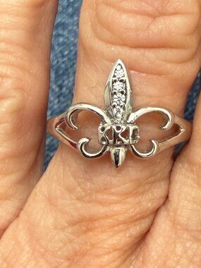 Kappa Kappa Gamma Fleur De Lis Ring, Silver - NWT